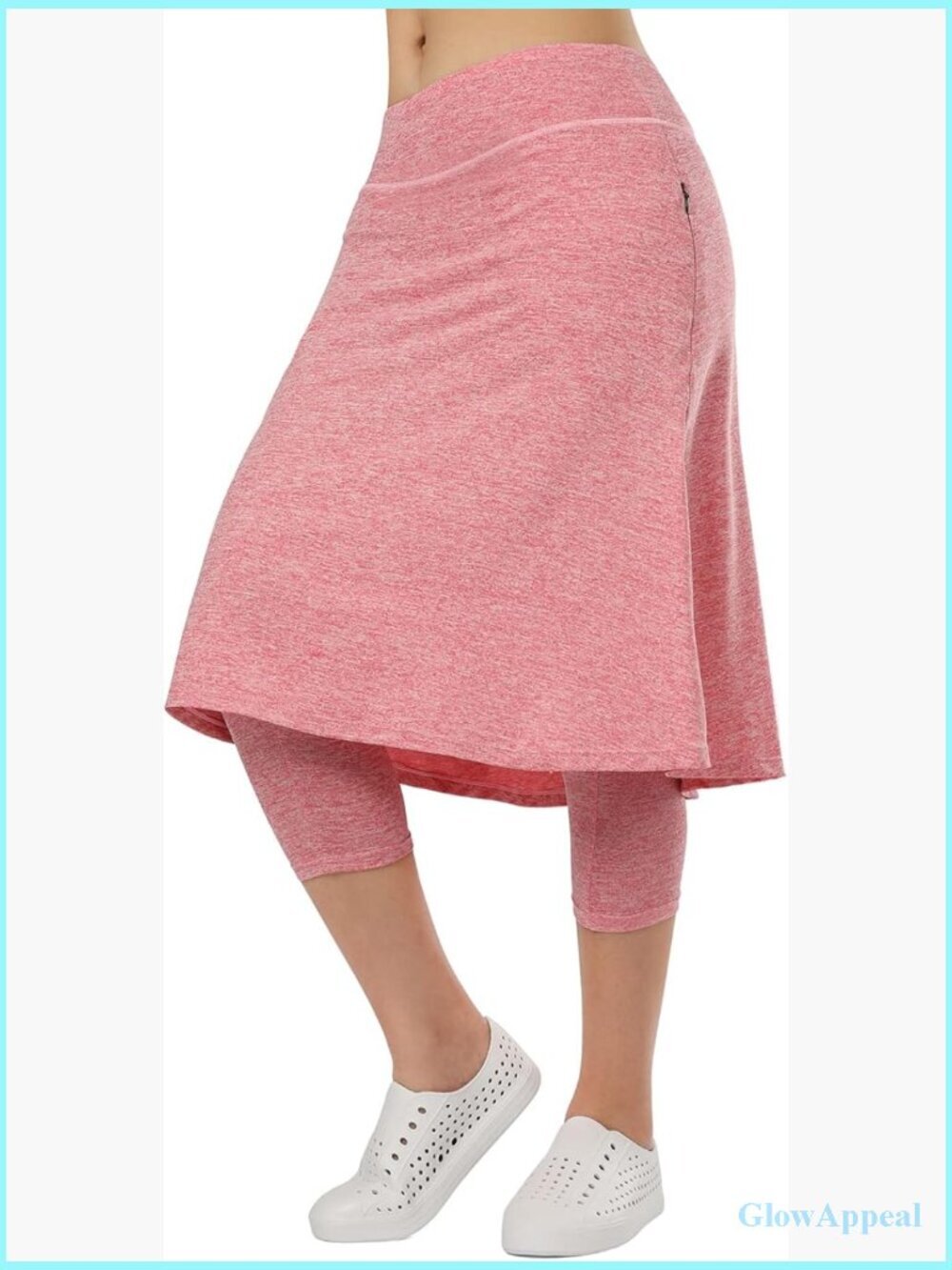 Women Athletic Knee Length Skort with Leggings Pockets High Waisted